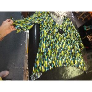 Nue Options Plus womens 1X multi color shirt top blouse beaded accent NWT